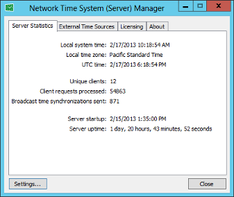 Captura de pantalla del servidor NTP de Windows